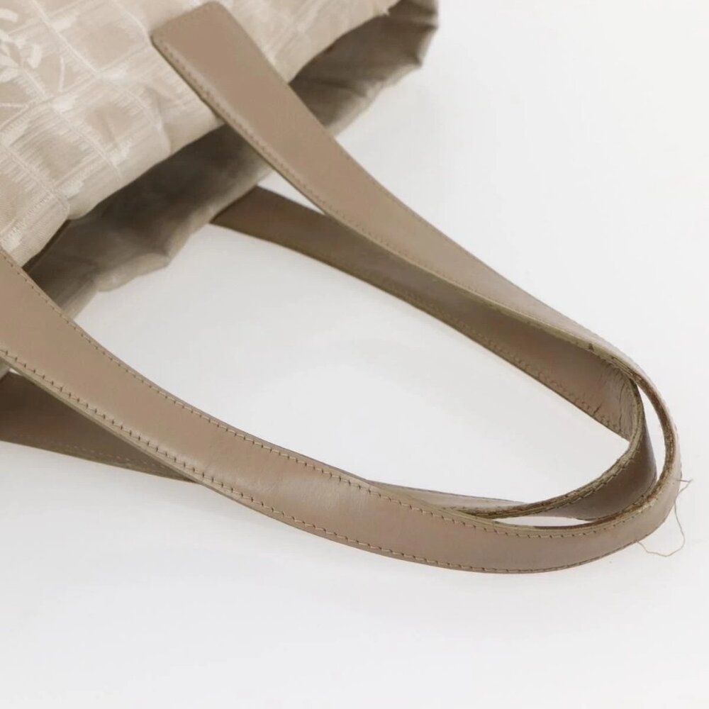CHANEL New Travel Line Tote Bag Nylon Beige Gold CC Auth - Picture 6 of 16